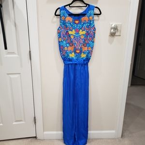 NWOT Embroidered Silk Jumpsuit
